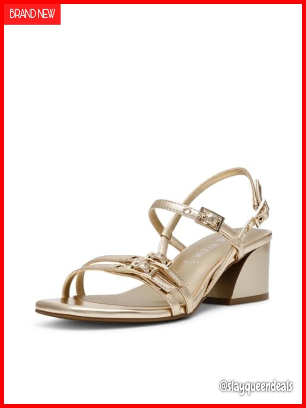 Anne Klein Mackenzie Block Heel Sandal with Ankle Strap